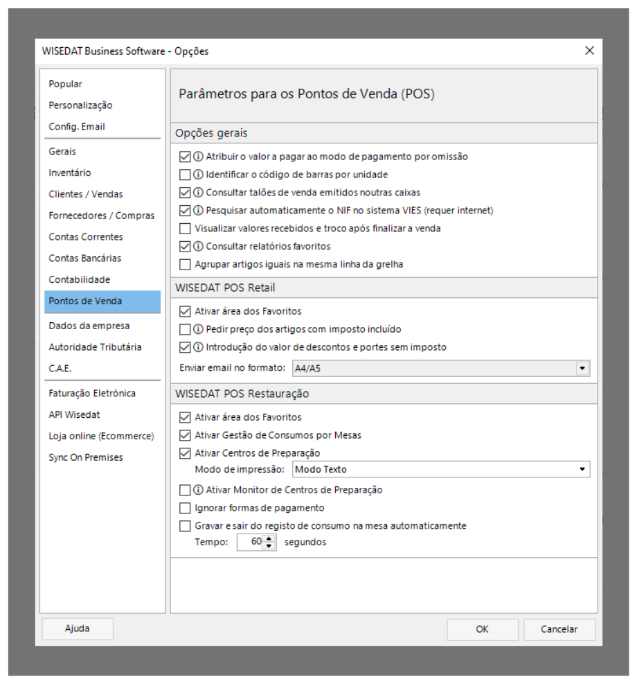 Configuração de Pontos de Venda no Wisedat